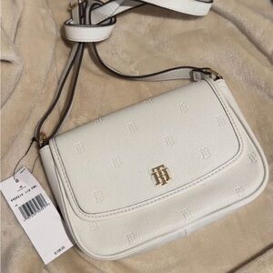 Tommy Hilfiger White Crossbody Bag with Gold Accents